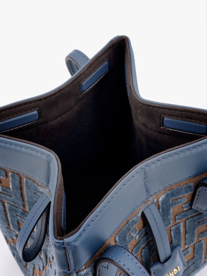 Fendi Convertible Bucket Bag In Velvet With All-over Ff Logo