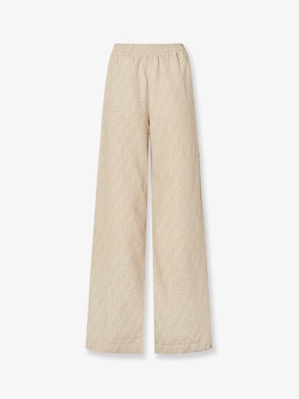 Fendi Cotton And Linen Trousers With All-over FF Motif