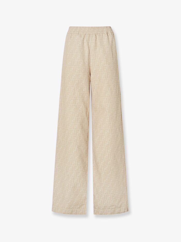 Fendi Cotton And Linen Trousers With All-over FF Motif