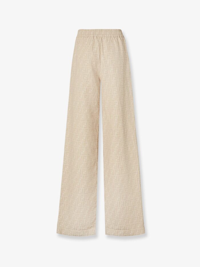 Fendi Cotton And Linen Trousers With All-over FF Motif