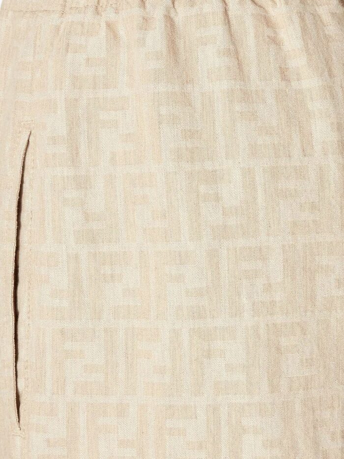 Fendi Cotton And Linen Trousers With All-over FF Motif