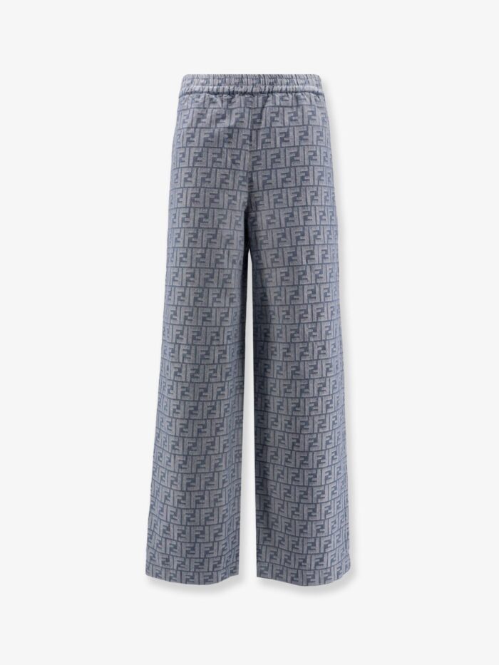 Fendi Cotton And Linen Trousers With All-over FF Motif