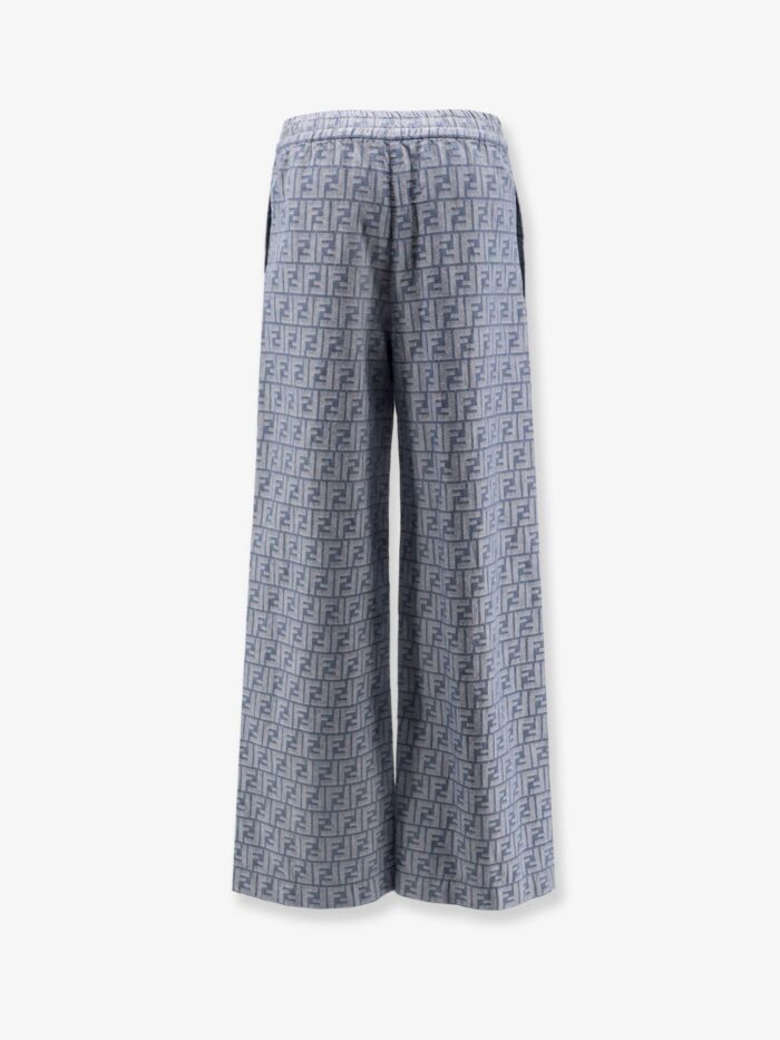 Fendi Cotton And Linen Trousers With All-over FF Motif
