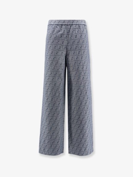 Fendi Cotton And Linen Trousers With All-over FF Motif