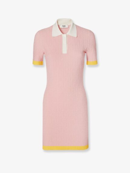 Fendi Cotton And Silk Blend Short Dress With All-over FF Motif