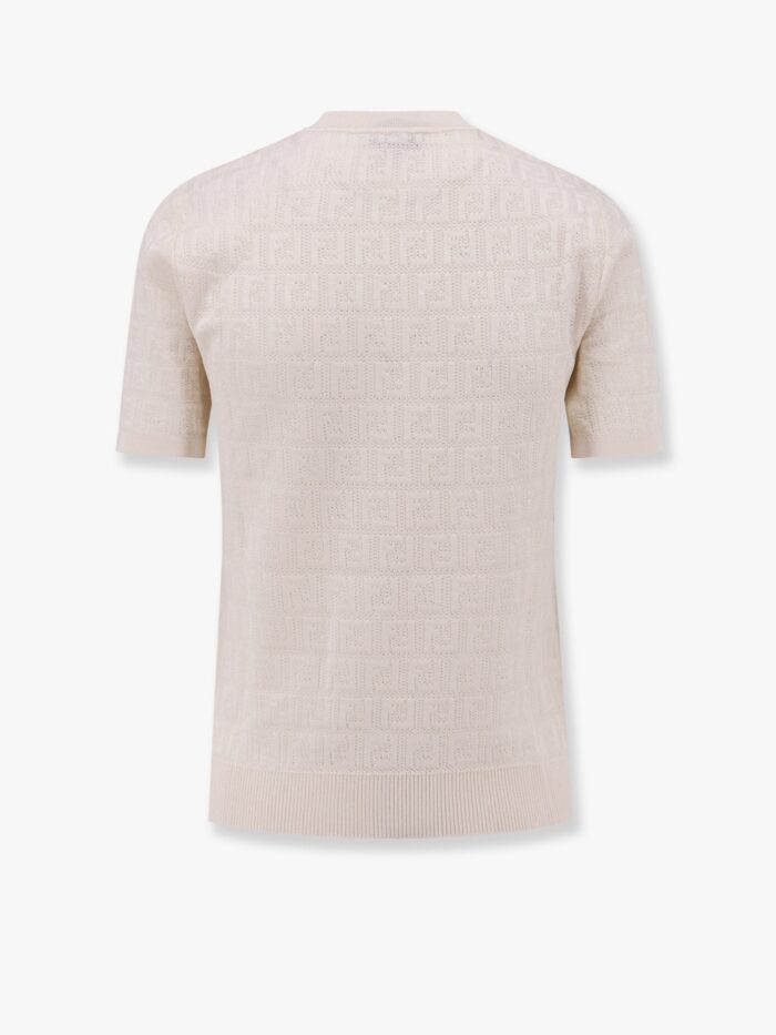 Fendi Cotton Blend Embroidered T-shirt With All-over FF Logo