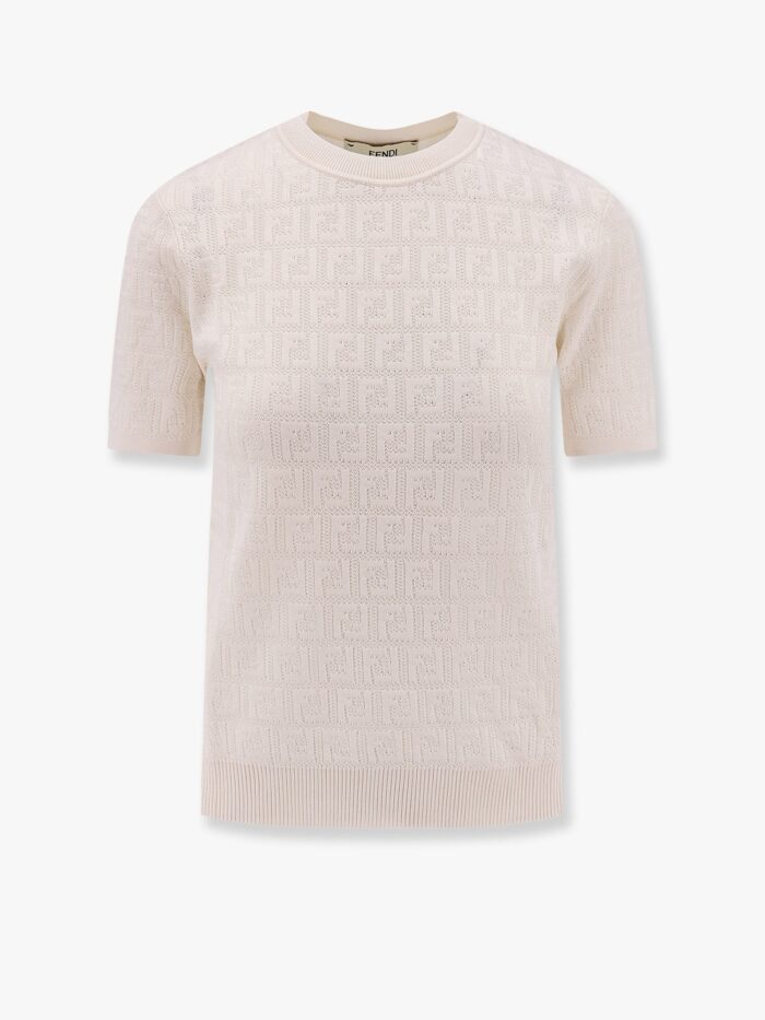 Fendi Cotton Blend Embroidered T-shirt With All-over FF Logo