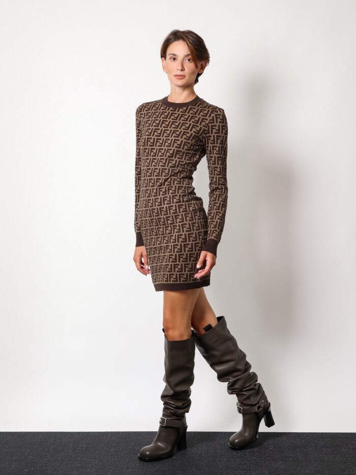 Fendi Cotton Dress With Ff Motif