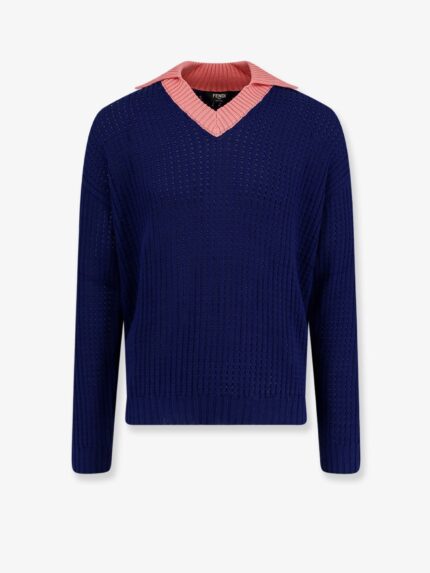 Fendi Cotton Sweater With Contrasting Collar