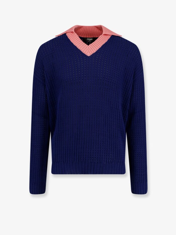 Fendi Cotton Sweater With Contrasting Collar