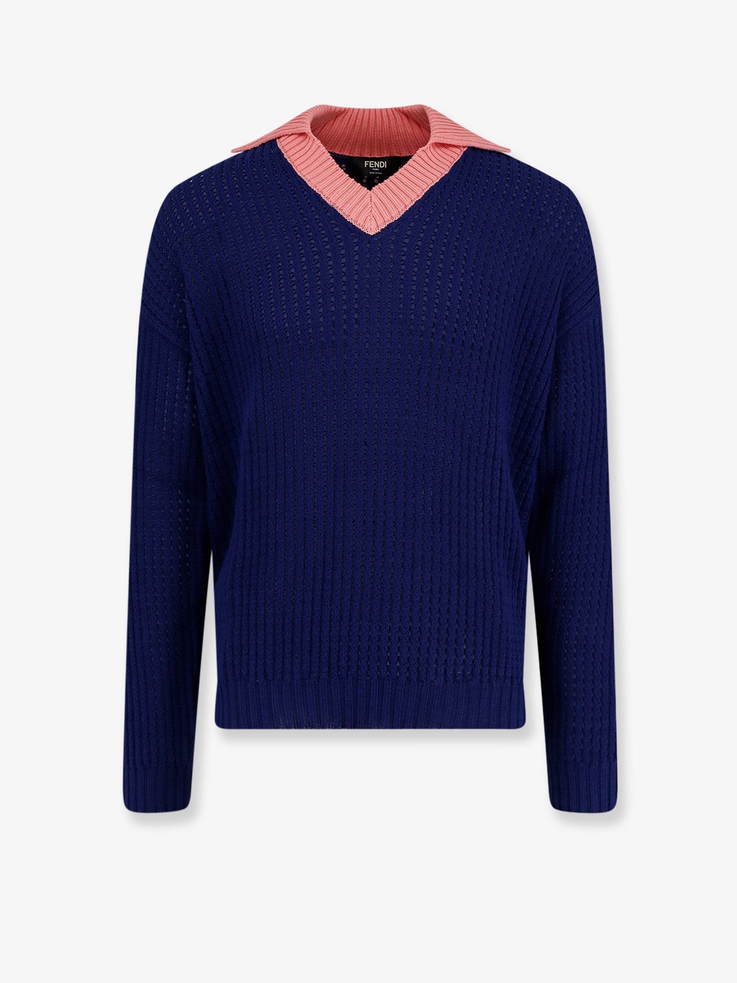 Fendi Cotton Sweater With Contrasting Collar
