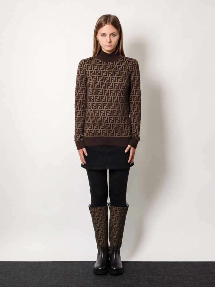 Fendi Cotton Sweater With Ff Motif