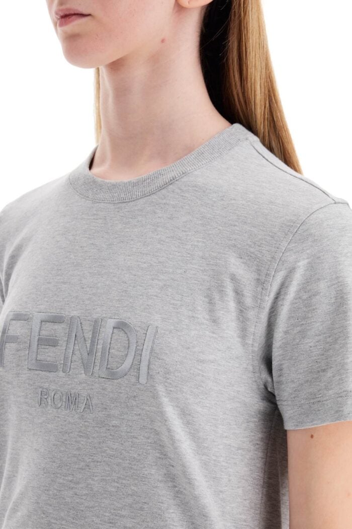 FENDI Crewneck T-shirt With Embroidered