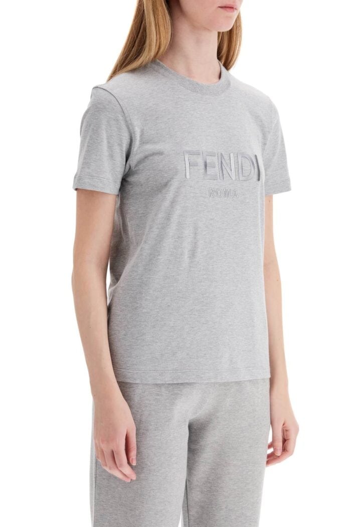 FENDI Crewneck T-shirt With Embroidered