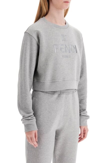 FENDI 'cropped Sweatshirt With Embroidered Logo