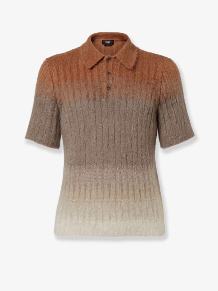 fendi dégradé mohair and wool polo shirt Fendi Dégradé Mohair And Wool Polo Shirt