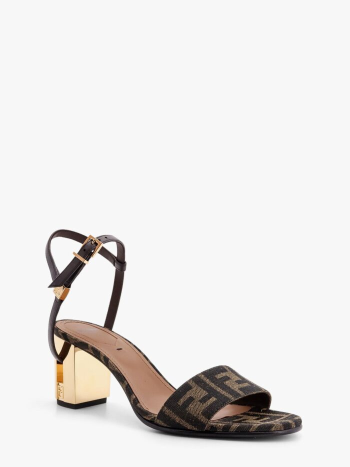 Fendi Delfina Ff Brown Jacquard Sandals