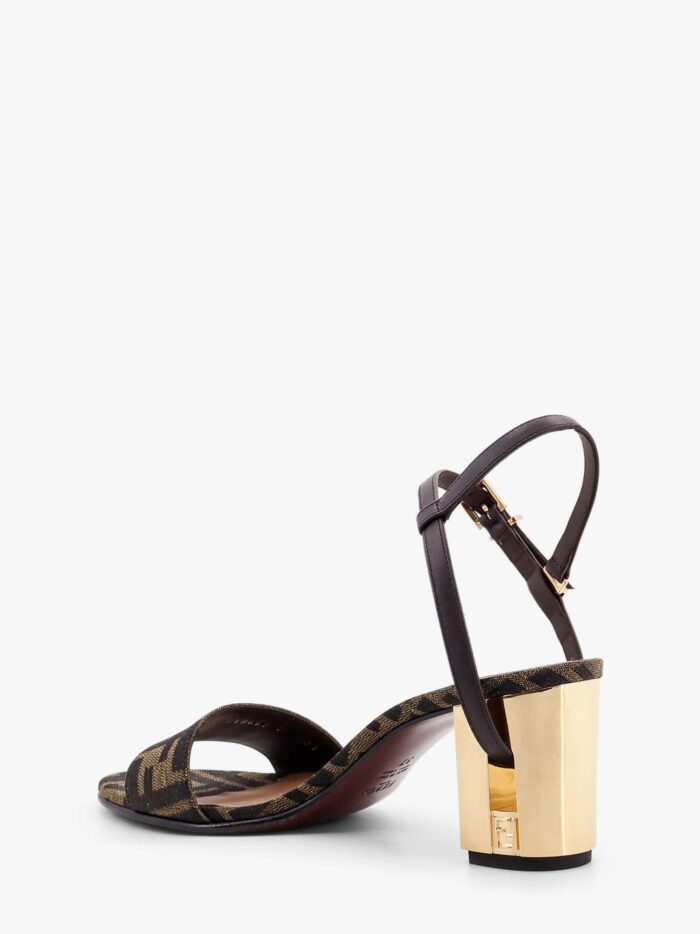 Fendi Delfina Ff Brown Jacquard Sandals