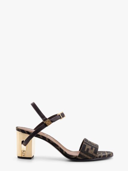 Fendi Delfina Ff Brown Jacquard Sandals