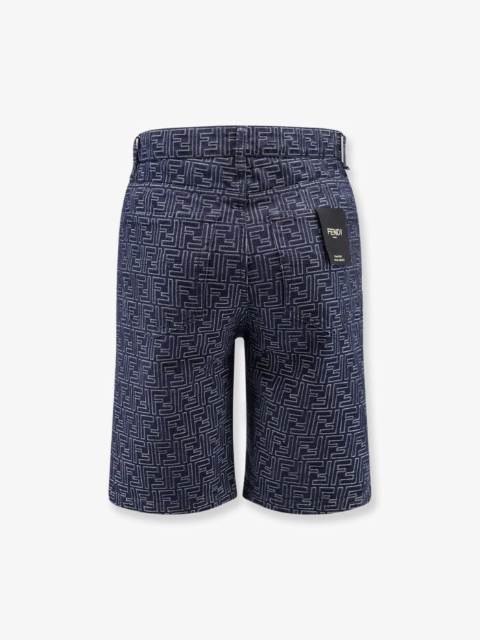 Fendi Denim Bermuda Shorts With All-over FF Logo