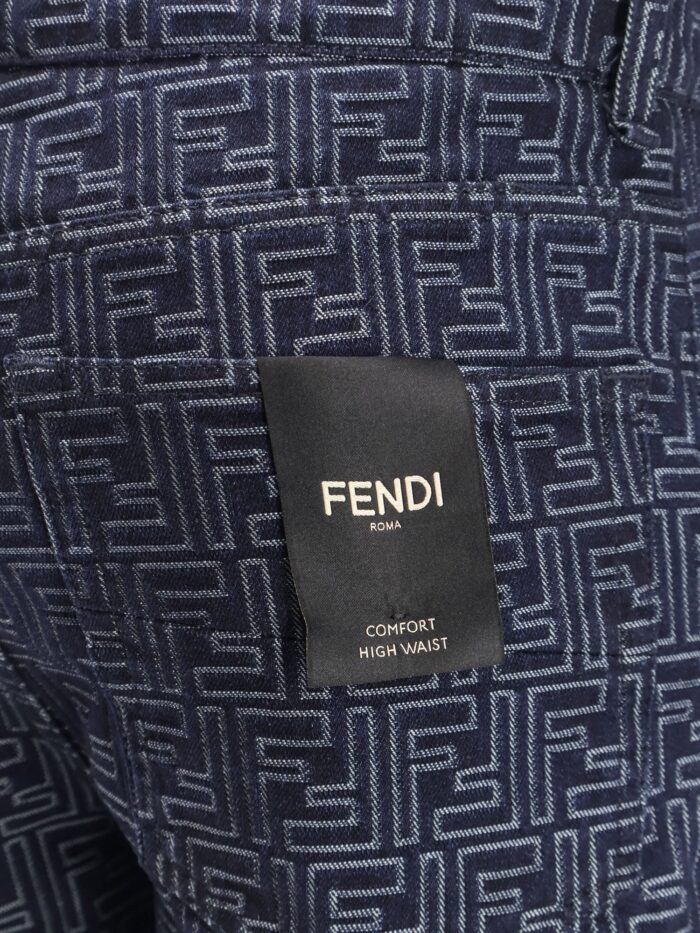 Fendi Denim Bermuda Shorts With All-over FF Logo