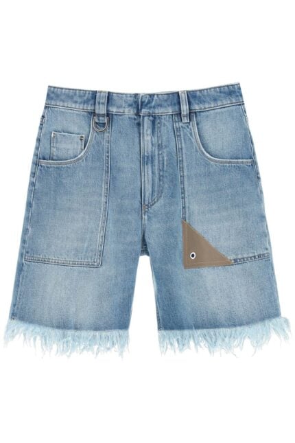 Fendi Denim Shorts With Fringed Hem