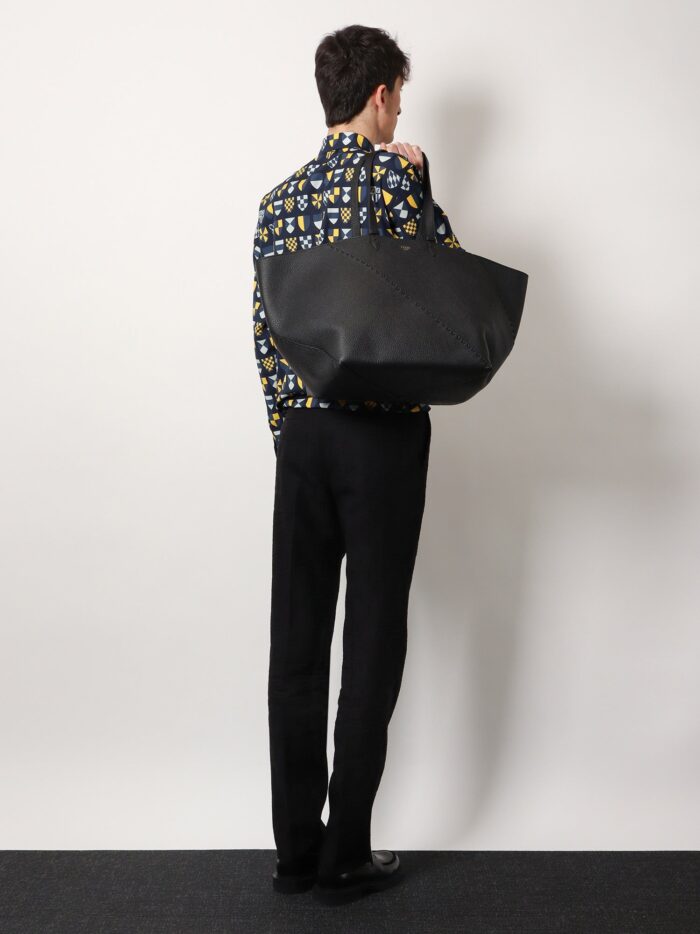 Fendi Diagonal Selleria Large Leather Shopping Bag