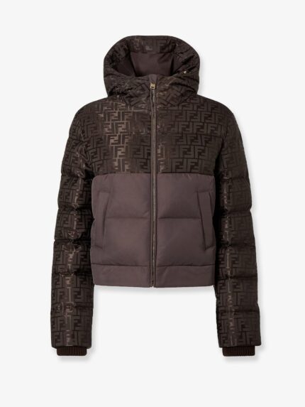 Fendi Down Jacket With FF Jacquard Insert