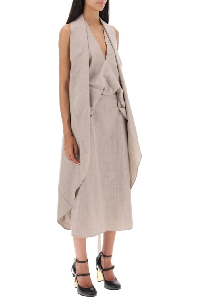 FENDI Draped Dress In Pinstripe Flannel