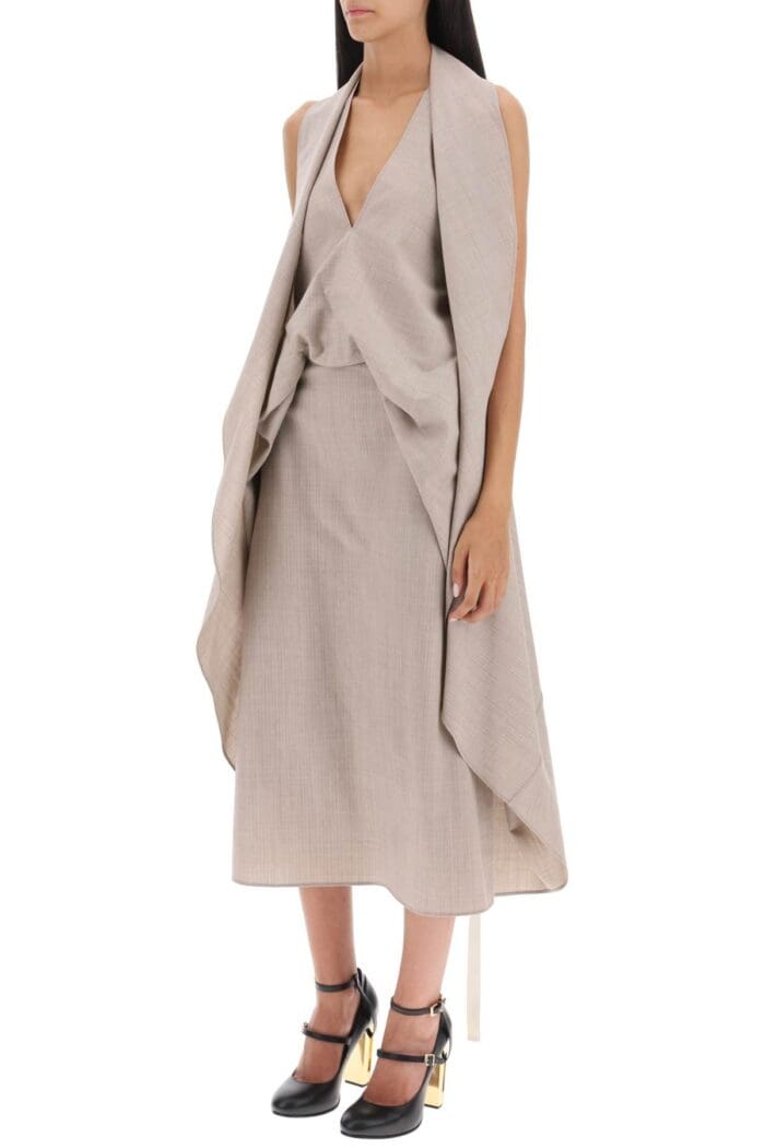 FENDI Draped Dress In Pinstripe Flannel