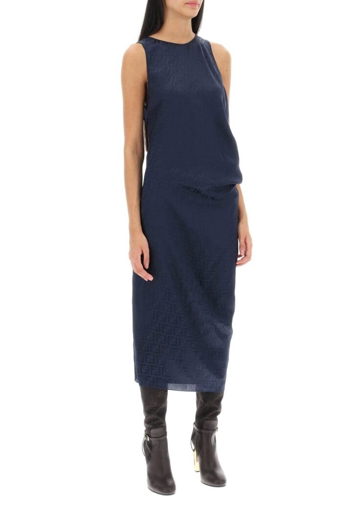 FENDI Draped Ff Silk Midi Dress