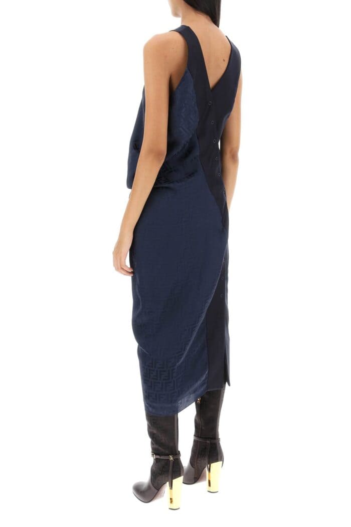 FENDI Draped Ff Silk Midi Dress