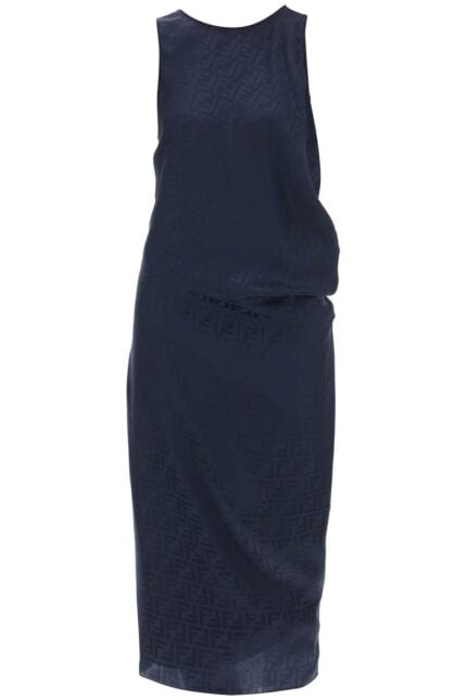 FENDI Draped Ff Silk Midi Dress