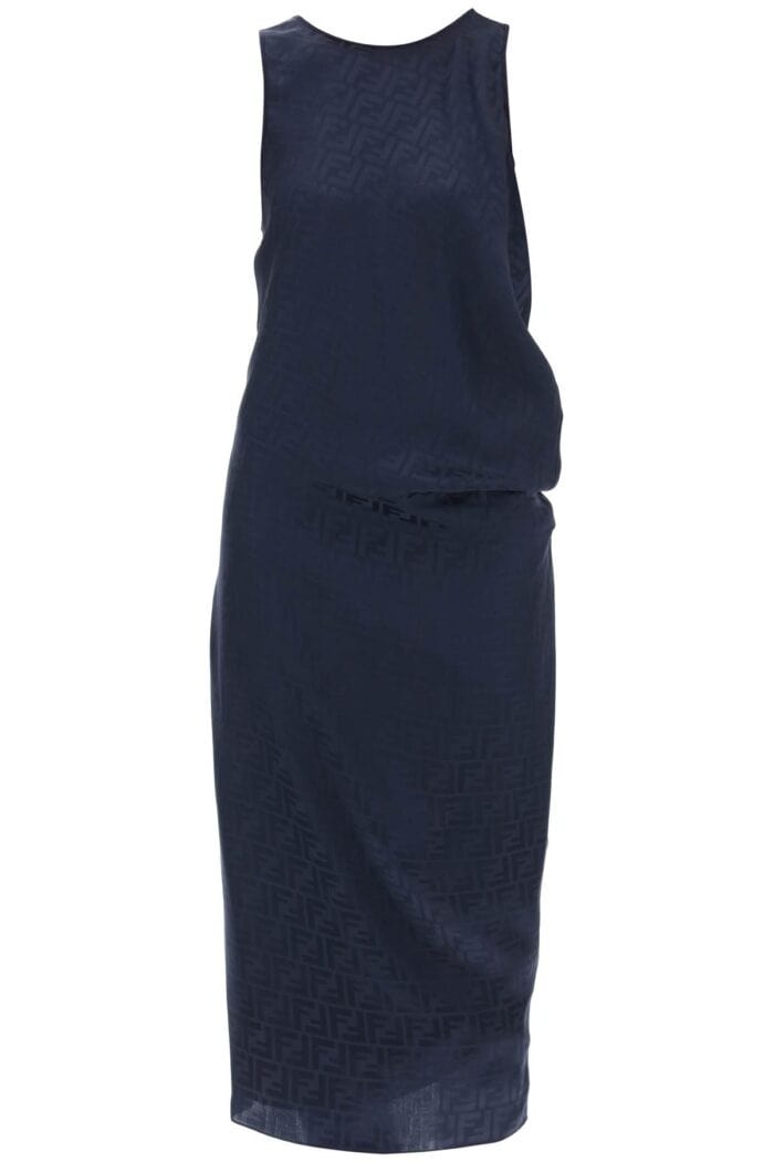 FENDI Draped Ff Silk Midi Dress