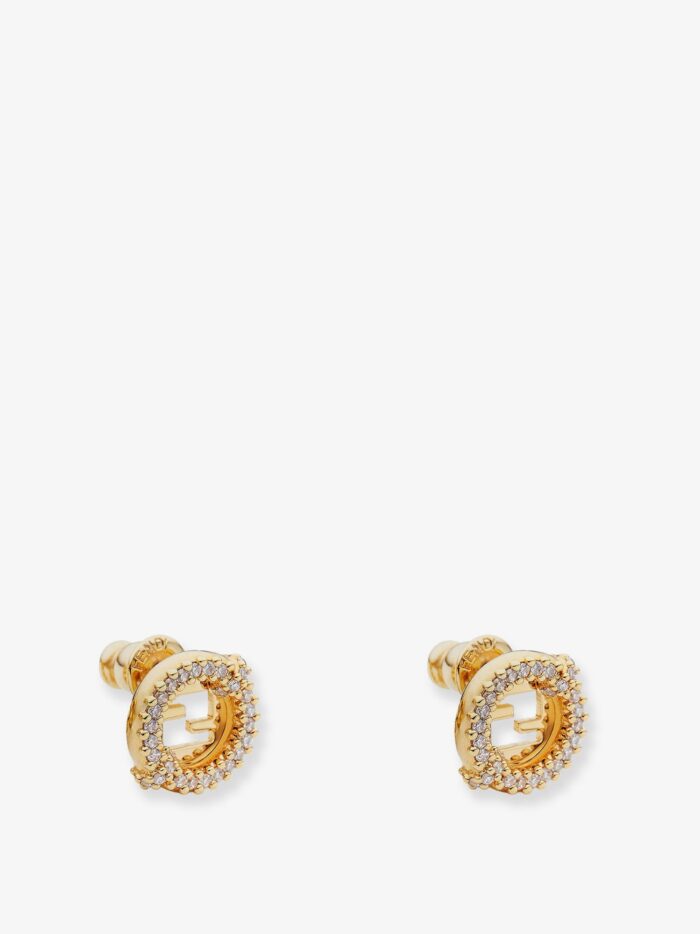Fendi EverRound Metal Earrings With Rhinestones