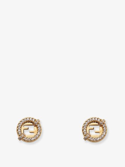 Fendi EverRound Metal Earrings With Rhinestones
