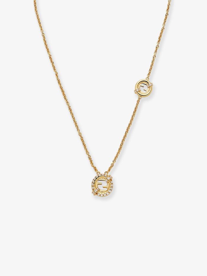 Fendi EverRound Metal Necklace With Rhinestones