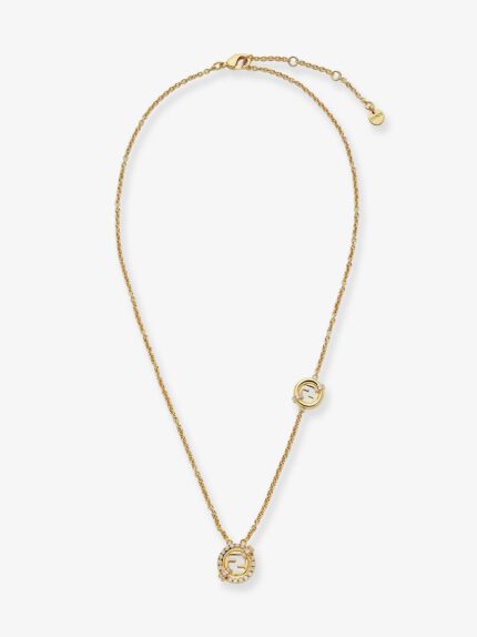 Fendi EverRound Metal Necklace With Rhinestones