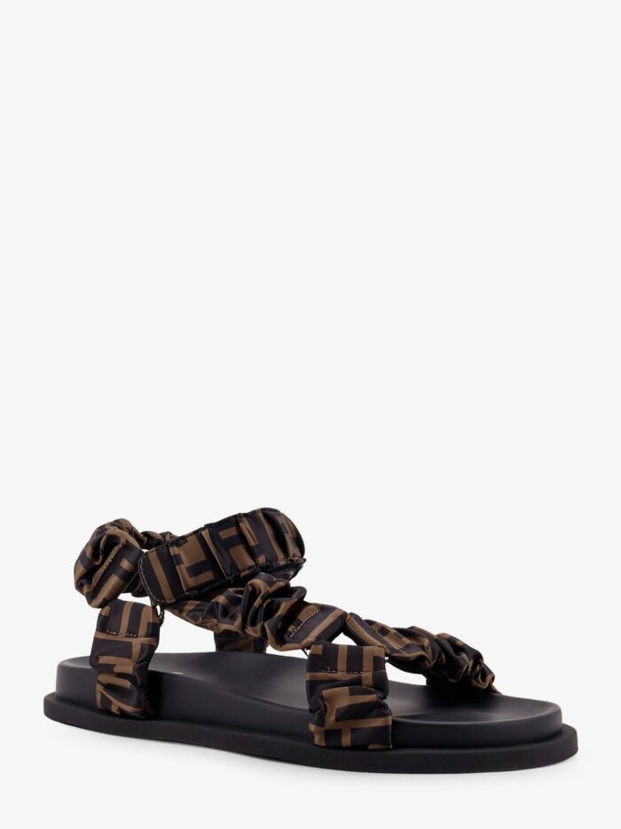 Fendi Feel Elastic Satin Sandals With FF Motif