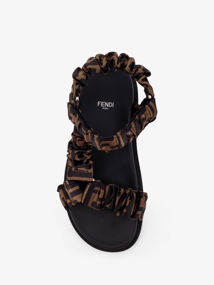 Fendi Feel Elastic Satin Sandals With FF Motif