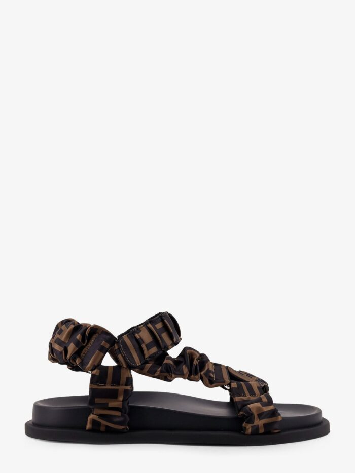 Fendi Feel Elastic Satin Sandals With FF Motif