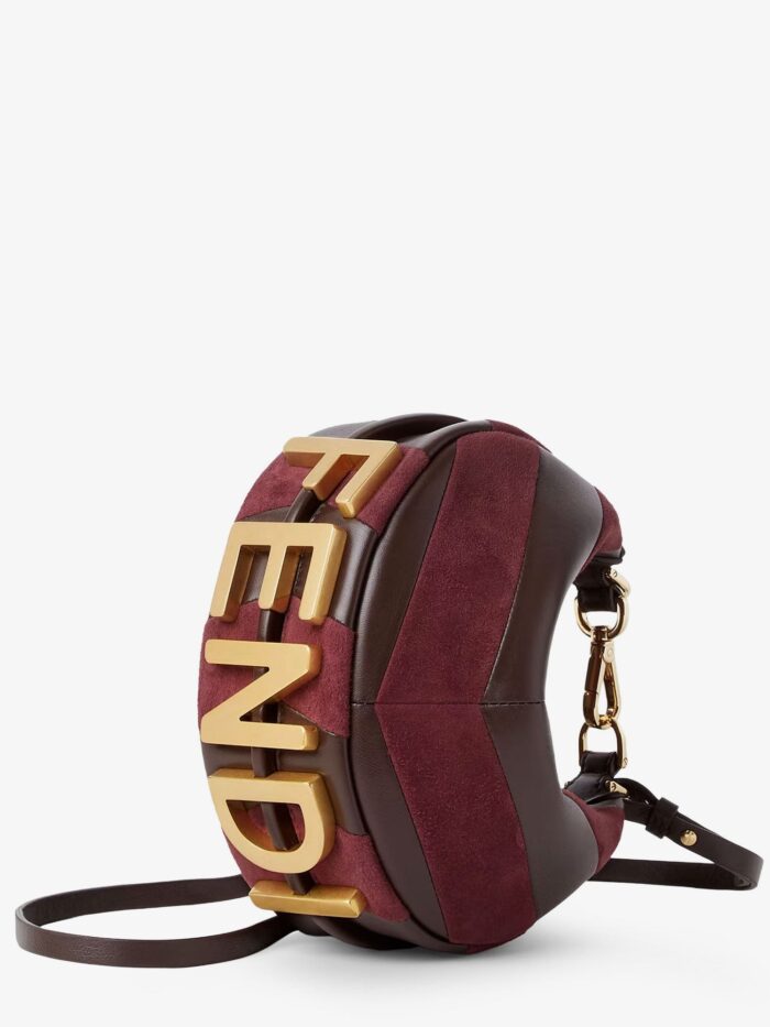 Fendi Fendigraphy Mini Leather Handbag With Metal Lettering Logo