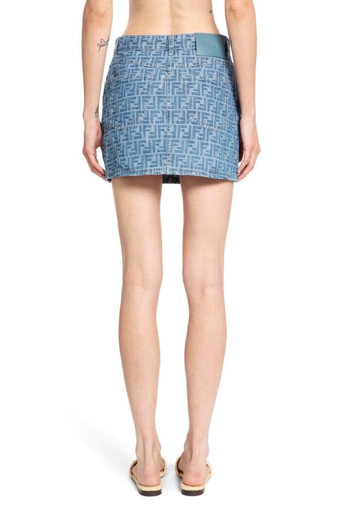 FENDI Ff Chambray Denim Mini Skirt