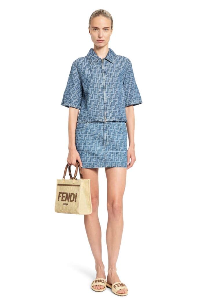 FENDI Ff Chambray Denim Mini Skirt