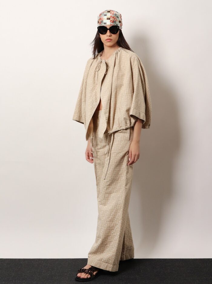 Fendi FF Cotton And Linen Trousers