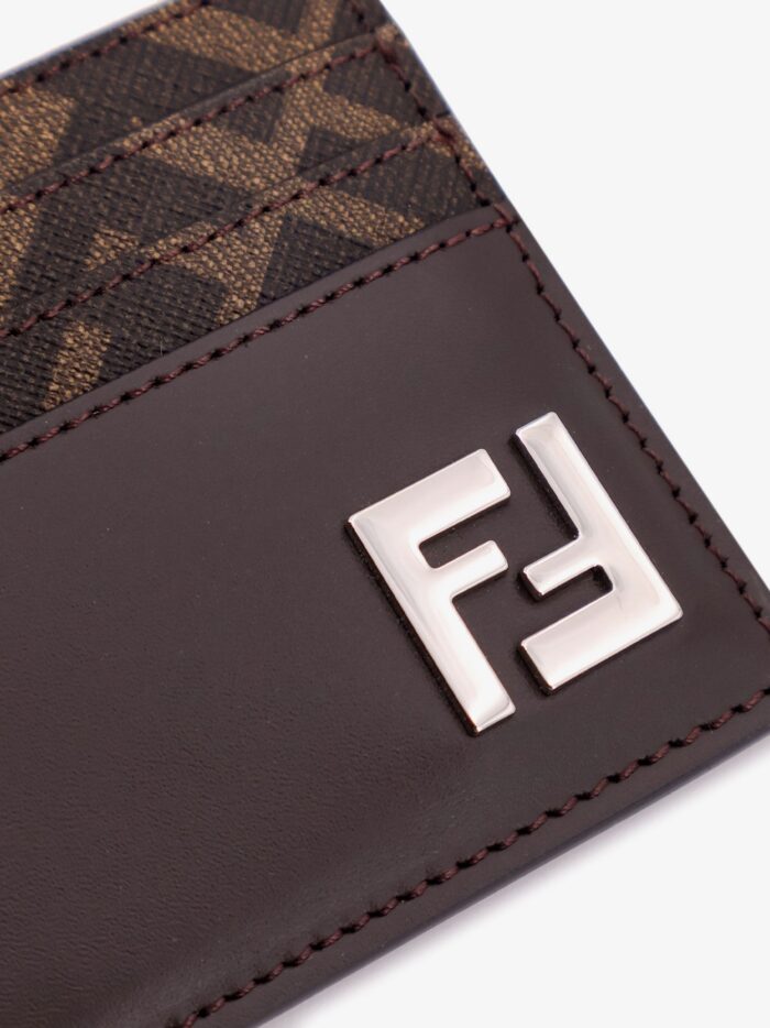 Fendi Ff Fabric And Leather Card Holder