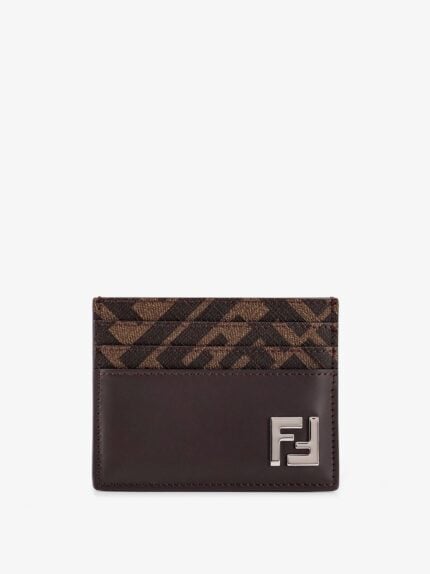 Fendi Ff Fabric And Leather Card Holder