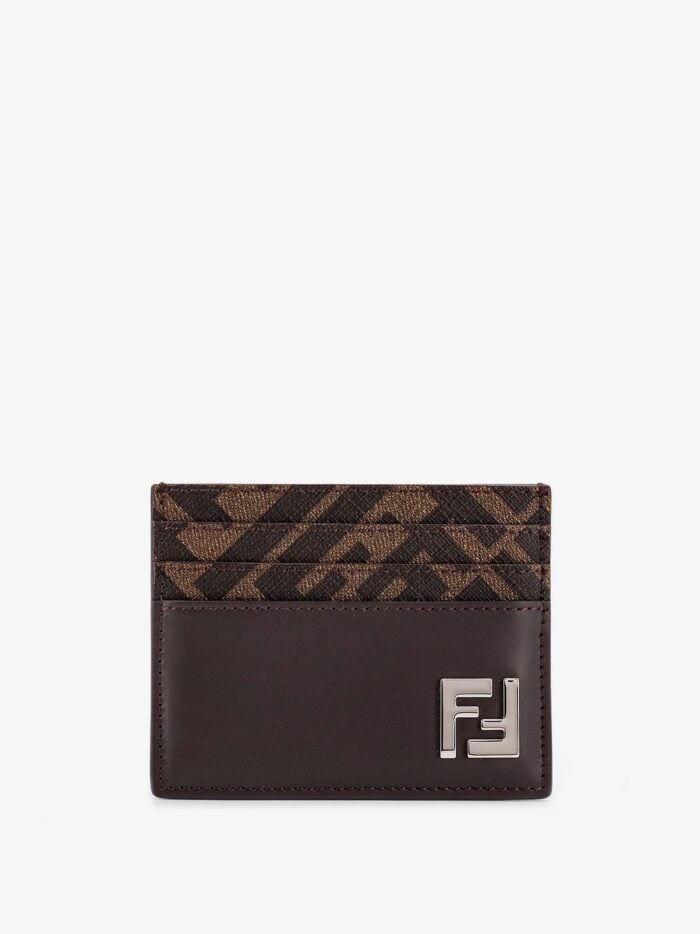 Fendi Ff Fabric And Leather Card Holder