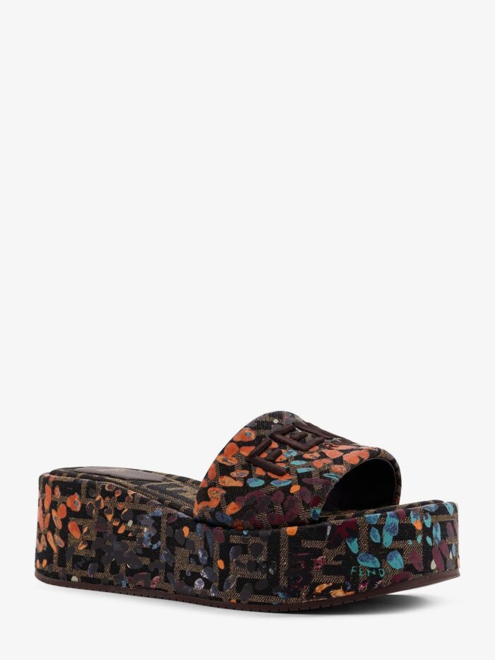 Fendi FF Fabric Sandals With Multicolor Detail