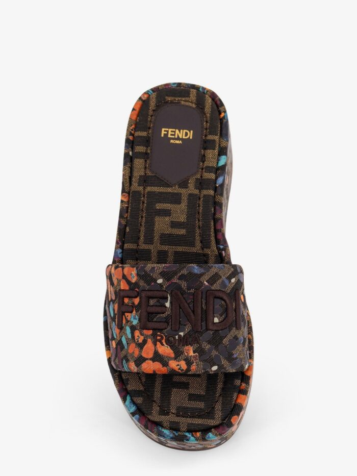 Fendi FF Fabric Sandals With Multicolor Detail
